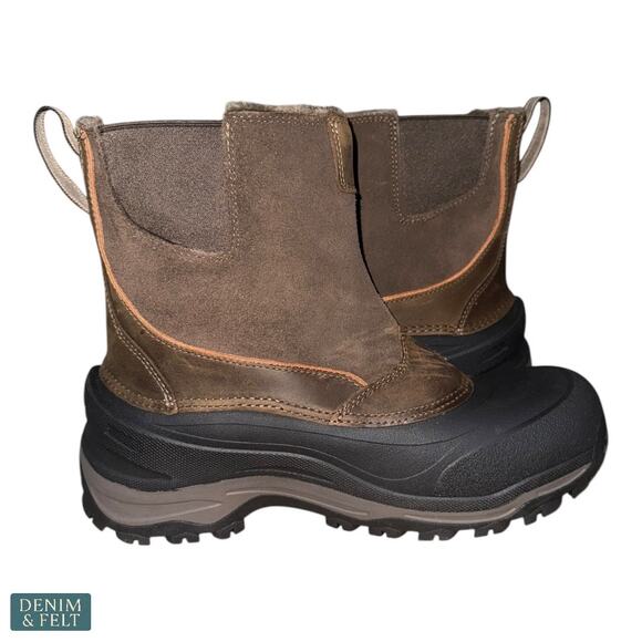 Eddie Bauer Snowfoil Pull-On Winter Boots Men’s Size 11 Timber Brown Waterproof - Picture 4 of 11